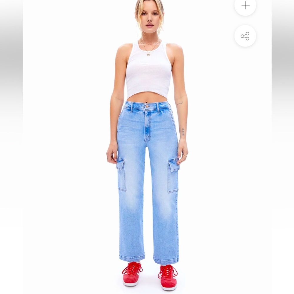 Mother The Straight Up Rambler Cargo Jeans Ankle Size 28 rise 11” Length 27 1/2”